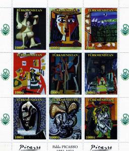 Turkmenistan 1999 Pablo PICASSO PAINTINGS Sheet Perforated Mint (NH) #2