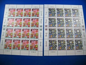 UN NEW YORK -  SCOTT #415-416 - 1983 HUMAN RIGHTS - 2 FULL PANES OF 16     MNH