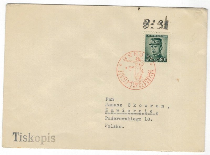 Czechoslovakia 1946 Censored Cover to Poland Cancellation Second World War II