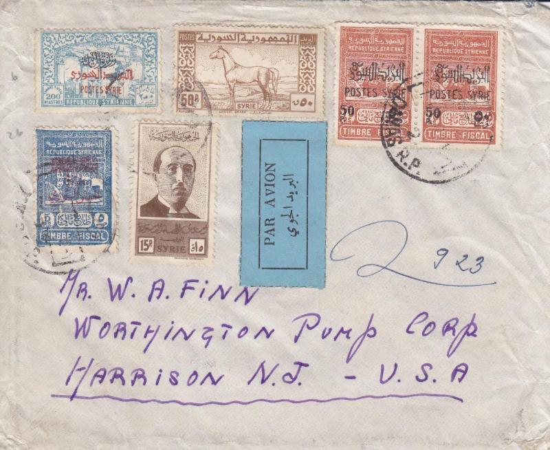 1946, Damascus, Syria to Harrison, NJ, Airmail, See Remark (15822)