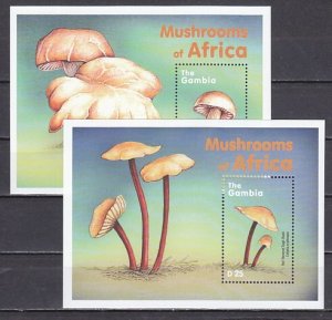 Gambia, Scott cat. 2243-2244. Mushroom s/sheets.