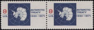 US 1431 Antarctic Treaty 8c horz pair MNH 1971