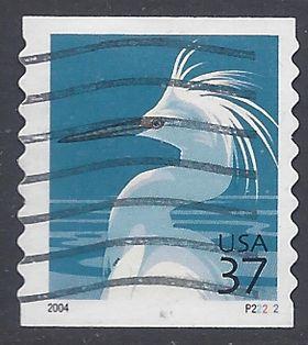 #3829a 37c Snowy Egret PNC Single Plate #P22222 2004 Used