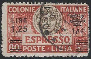 1933 Libia Espresso Lire 1,25 su 60c. cancelled Sassone E n. 11