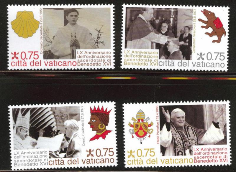 Vatican City Scott 1474-1477 MNH** 2011 Ordination of XIII