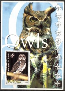 Benin 2003 Birds Owls Scouting Scouts S/S MNH