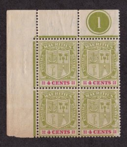 KAPPYSSTAMPS ID3715 MAURITIUS 97  MINT NH BK/4 NEVER HINGED CONTROL  BLOCK