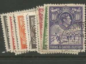 Turks & Caicos 1931 SG 194-200, 201a, 202a VFU (6cqw) 