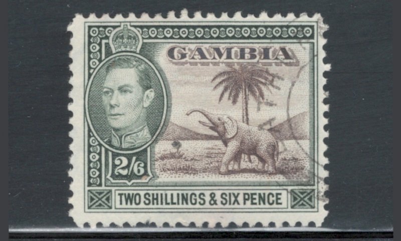 Gambia 1938 King George VI & Elephant Badge of Gambia 2sh6p Scott # 140 Used