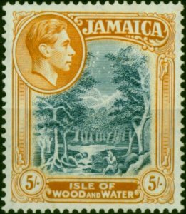 Jamaica 1938 5s Slate-Blue & Yellow-Orange SG132 P.14 Fine LMM (2)