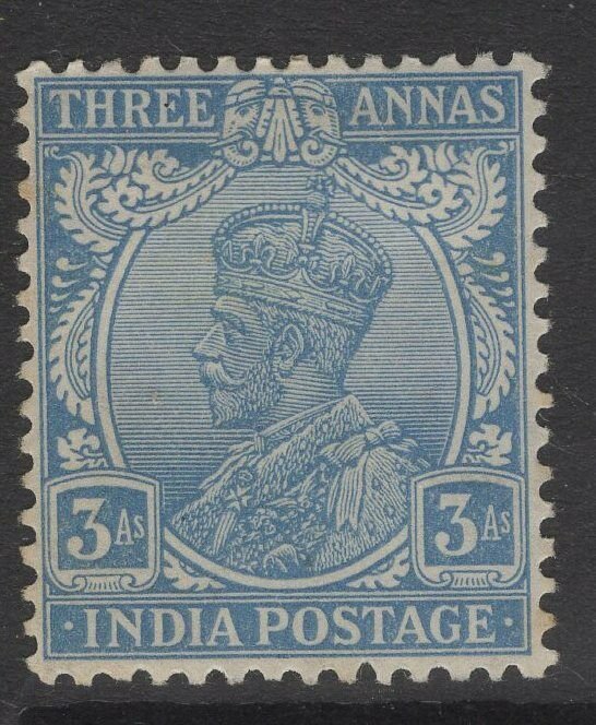 INDIA SG208 1926 3a ULTRAMARINE MTD MINT