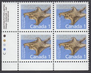 Canada - #1155ii Flying Squirrel Plate Block, Coated Papers  - MNH