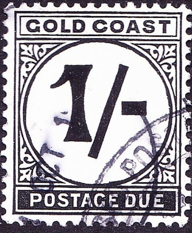 GOLD COAST 1952 QEII 1/- Black Postage Due SGD8 FU