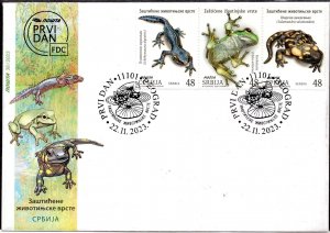 2076 - Serbia 2023 - Protected Animal Species - Amphibians - Frog - FDC
