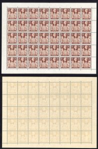 1939 2/6 Brown Complete Sheet of 40 U/M inc variety