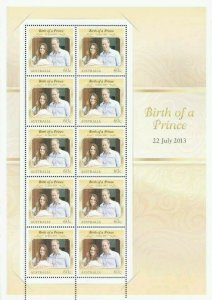 *FREE SHIP Australia Birth Of A Prince 2013 Royal Baby (sheetlet) MNH