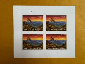 US USA Authentic Great Smoky Mountains #Scott 5752 Full Sheet of 4 in MNH VF