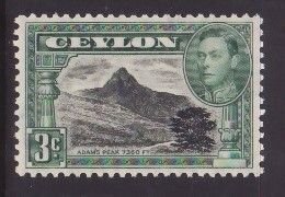 Ceylon-Sc#279- id8-unused og NH KGVI 3c Adam's peak-perf 11.5x11-1942-