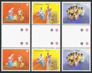 Fiji 477-479 gutter pairs,MNH.Michel 471-473. Christmas 1982.Holy Family.