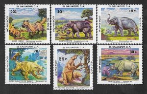 SE)1979 EL SALVADOR, PREHISTORIC ANIMALS, HYENA WOLF, MASTODON, MAMMOTH, SA