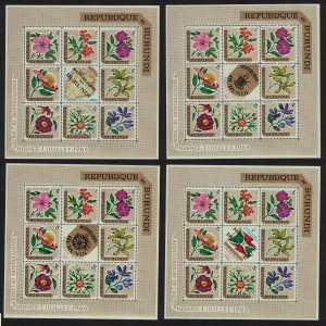 Burundi Flowers Fourth Anniversary of Independence 1966 4 MSs SG#MS220 MI#Block