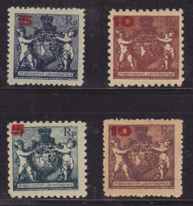 Liechtenstein 1924 nr.58 & 60a Surcharged in Red. Perf 12 1/2 + Perf 9 1/2  NH