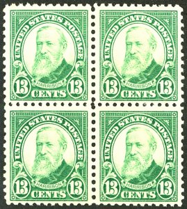 U.S. #622 MINT BLOCK OF 4 OG NH