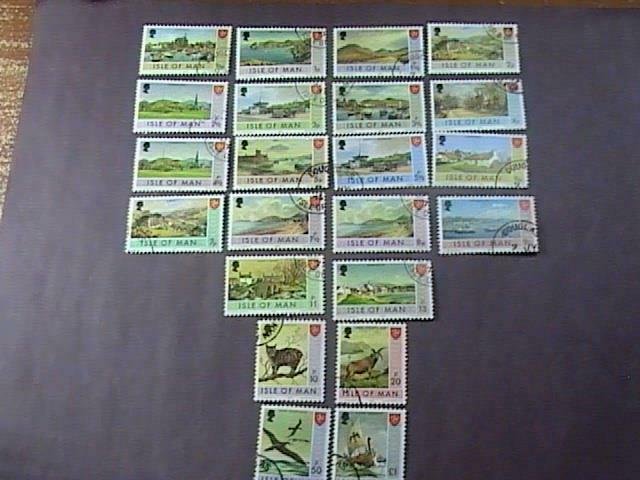 ISLE OF MAN # 12-27 & 52-59---USED--- COMPLETE SET------1973-75