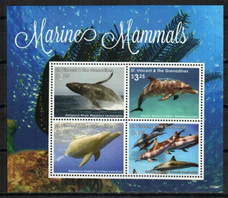 Saint Vincent Stamp 4055  - Dolphins and whale