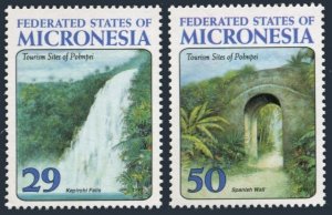 Micronesia 179-180, 181, MNH. Mi 310-311, Bl.12. Kepirohi Falls, Spanish Wall,