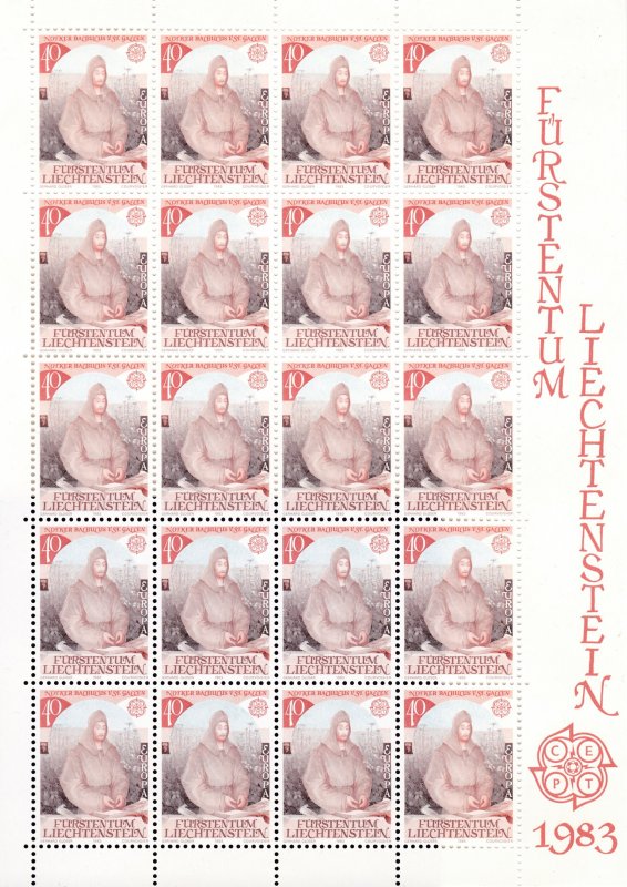 Liechtenstein 1983 EUROPA Scott 754-55 Saint Hildegard & Notker Balbulus  Sheets