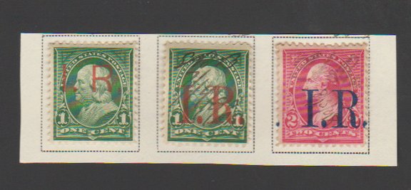 R153 R154 R155 Revenue Stamps I.R. Overprints  R153-R155