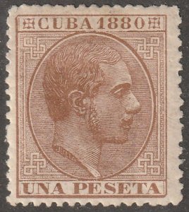 Cuba,  Stamp, scott#93,  mint, hinged, una peseta,