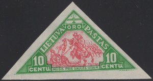 Lithuania 1932 MH Sc C56 10c Mindaugas in Battle of Shauyai Imperf Variety