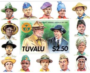 Tuvalu 1987 SCOUTS Ovpt. Specimen s/s Perforated Mint (NH)