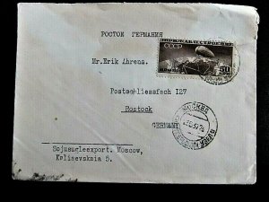 Zeppelin Stamp Russia on Cover from Moscow to Rostock