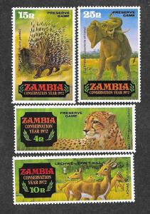 Zambia 77-80 Mint NH Conservation Year 1972 Wildlife!