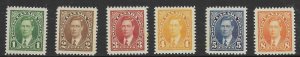 Canada 231-36 1937  set 6  VF  Mint nH