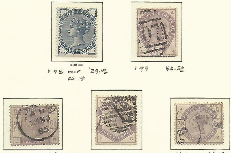 Great Britain Stamp Collection on Lighthouse Page 1883-84, #98//107 SCV $1227