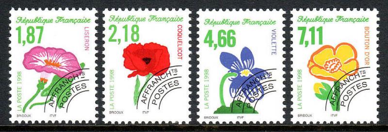 France 2666A-2666D, MNH. Flowers. Precanceled, 1998