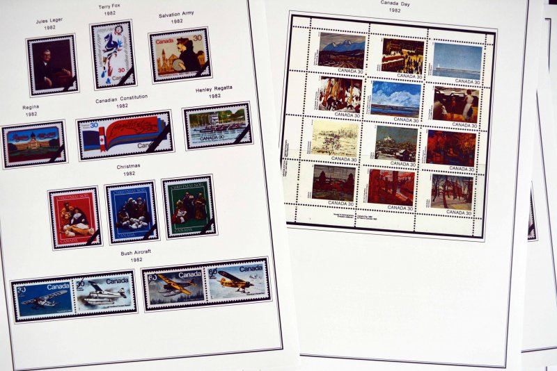 COLOR PRINTED CANADA 1974-1988 STAMP ALBUM PAGES (51 illustrated pages)