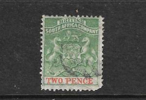 RHODESIA 1892 2d GREEN/RED  FU SG 20