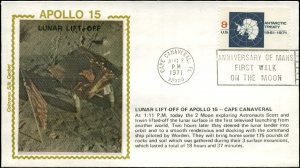 8/2/71 Apollo 15 Lunar Lift-off Colorano Silk Cachet Cape Canaveral, FL