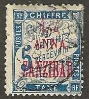 French offices in Zanzibar, J1, used.  some short perfs., 1897. (f18)