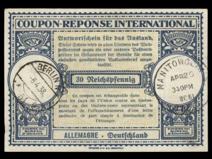 Germany 1938 International Reply Coupon IRC Post Office G98937