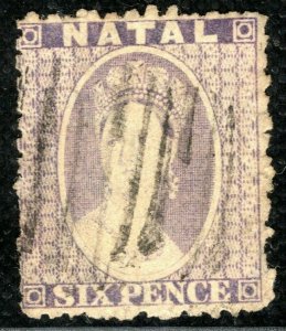 South Africa NATAL QV CHALON Stamp SG.24x 6d Variety WMK REVERSED Used YELLOW299