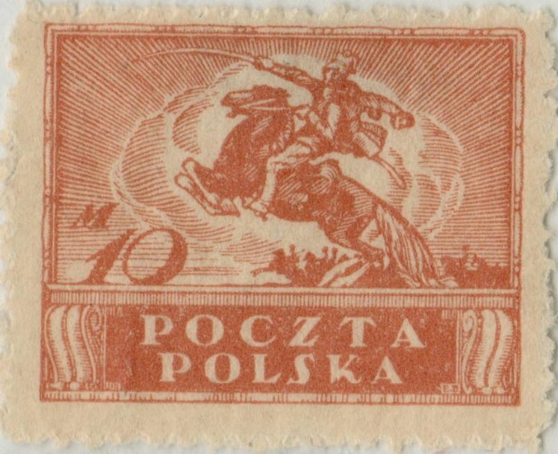 POLOGNE / POLAND - 1920 - Mi.116zl p.11 (rough) 10M Dark Orange - Mint*