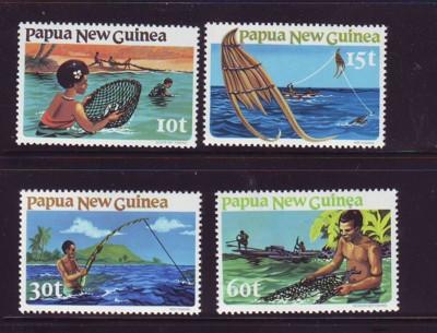 Papua New Guinea Sc545-8 fishing stamps mint NH