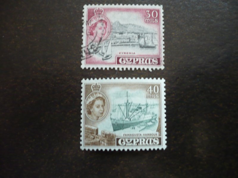 Stamps - Cyprus - Scott# 175, 177- Mint Never Hinged & Used Part Set of 2 Stamps