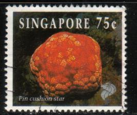 Marine Life, Pin Cushion Star, Singapore stamp SC#681 used